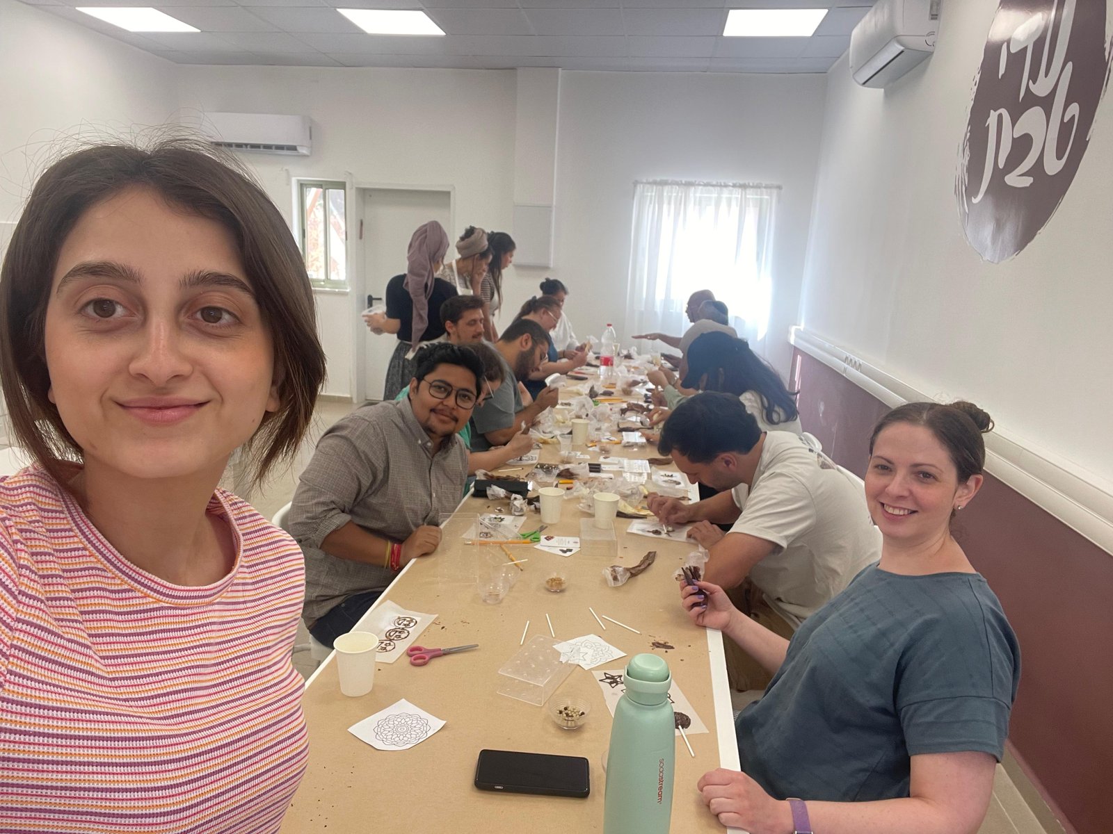 Lab members at the chocolate-making workshop